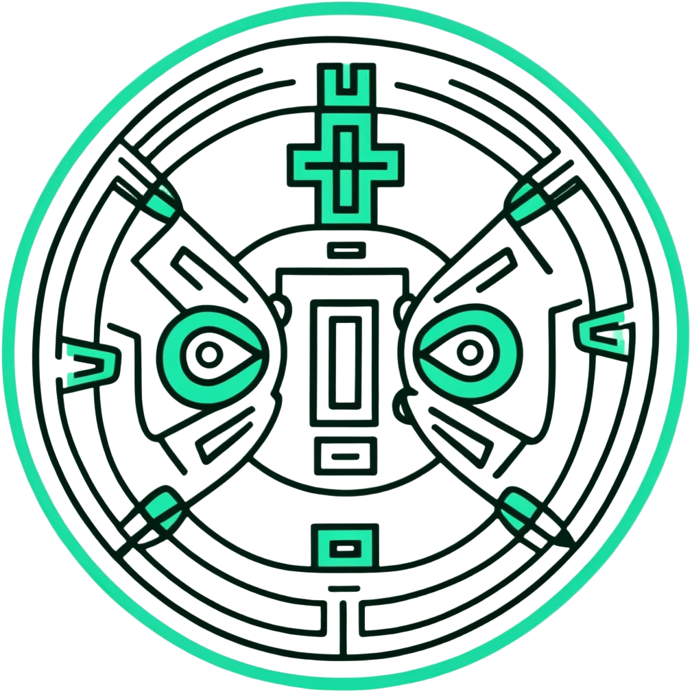 Authentic ancient Maya glyph for communication, pure white background with dark green line art only, minimal geometric shapes, no modern elements emoji