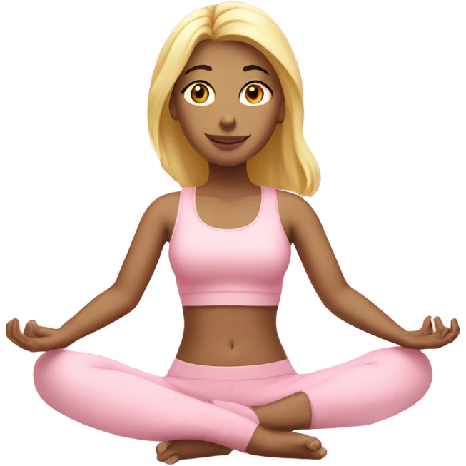 blonde yoga girl light pink clothes n emoji