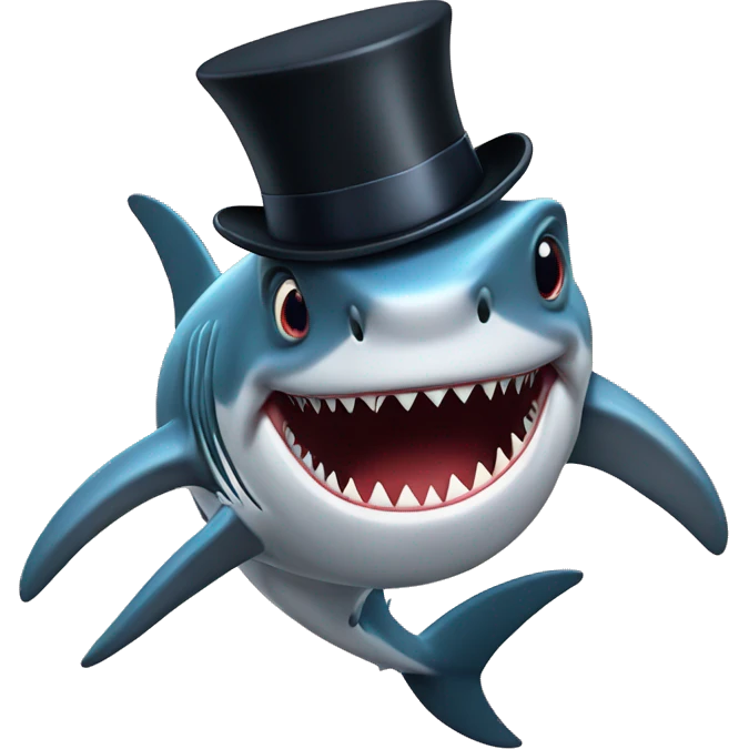 Shark with a top hat emoji