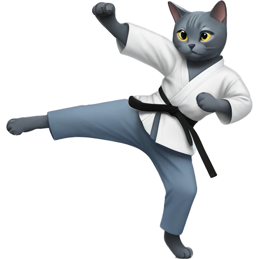 Russian blue cat doing karate  emoji
