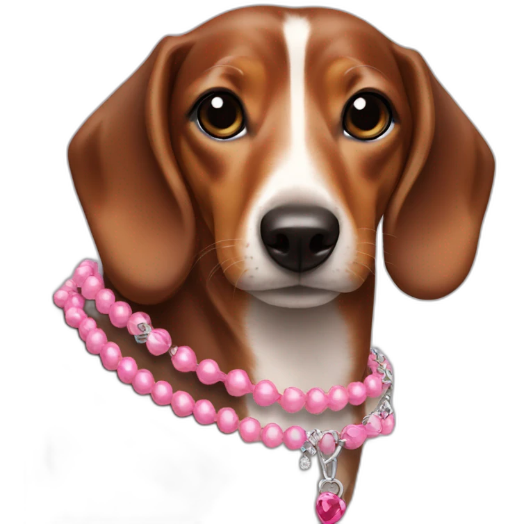 dashund with a pink necklace emoji