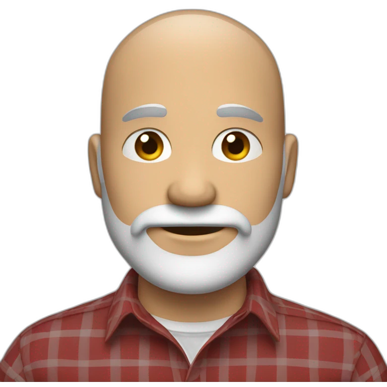 withe man around 40. black salt and pepper short hair. with beard. wear a scarlet check shirt. emoji