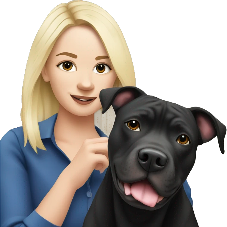 Black Staffordshire bullterrier whit blond owner emoji