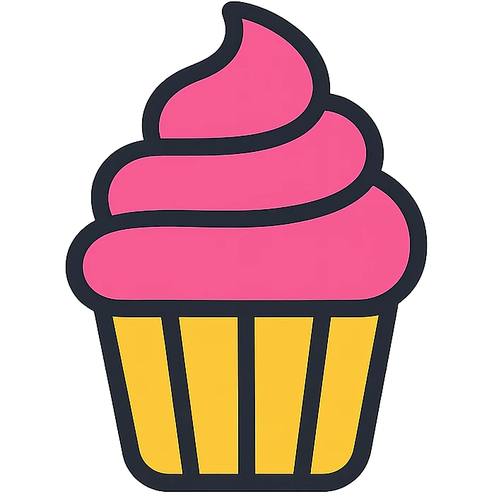 A cupcake with pink icing emoji