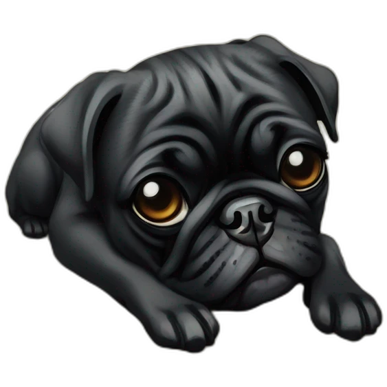 A cyberpunk black pug in Art Nouveau style during 1910 emoji