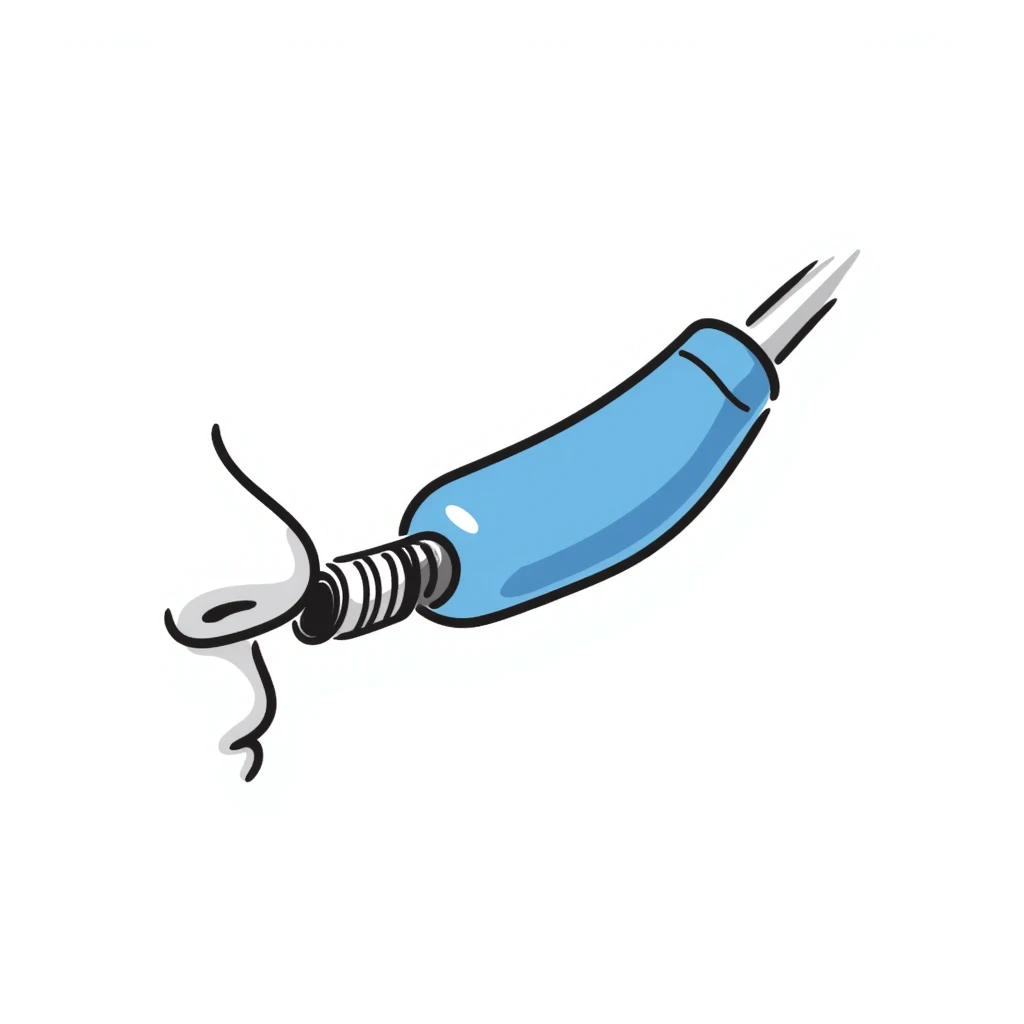 Hand-drawn blue mouthpiece bit with breathing tube for oxygen measurement, VO2 max testing equipment with nose clip emoji