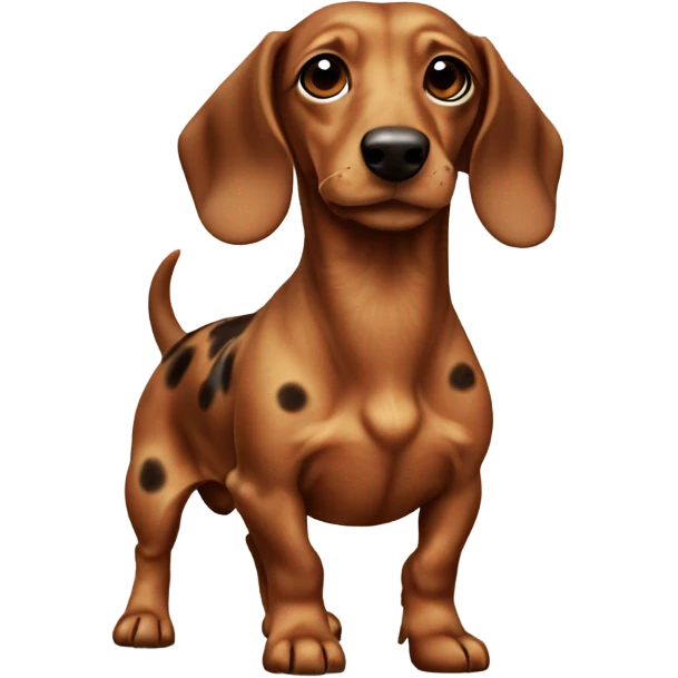 cute furry dachshund light brown with big dark brown spots full body emoji