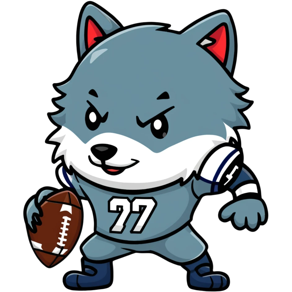 wolf wearing football jersey and helmet emoji