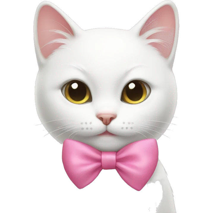 white cat with pink bow emoji
