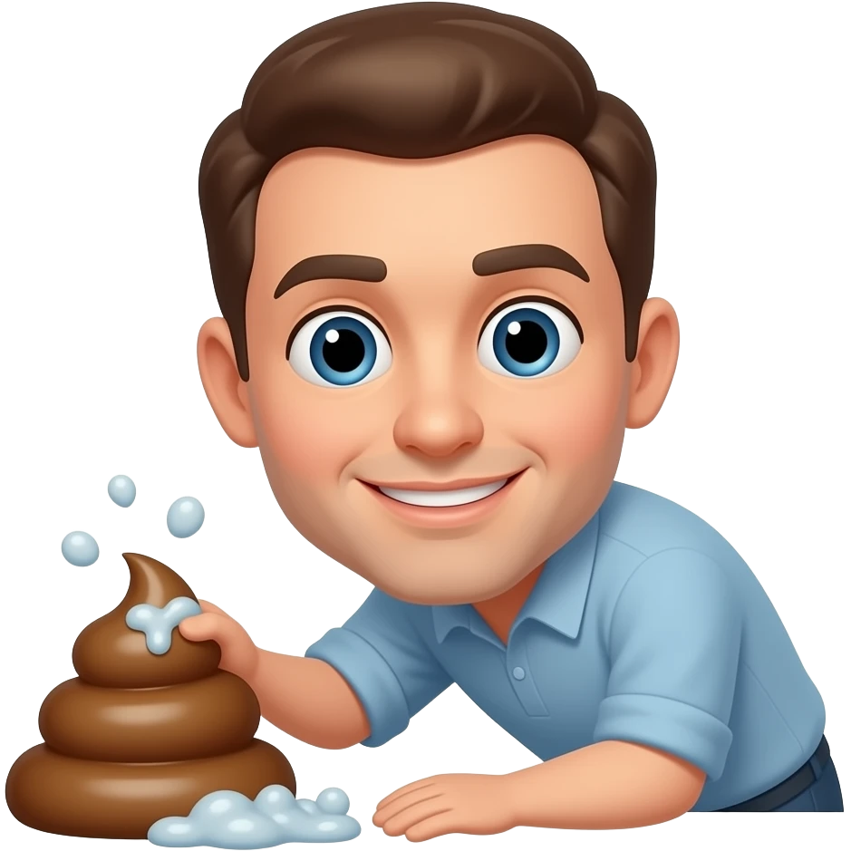 Poop man cleaning poop emoji