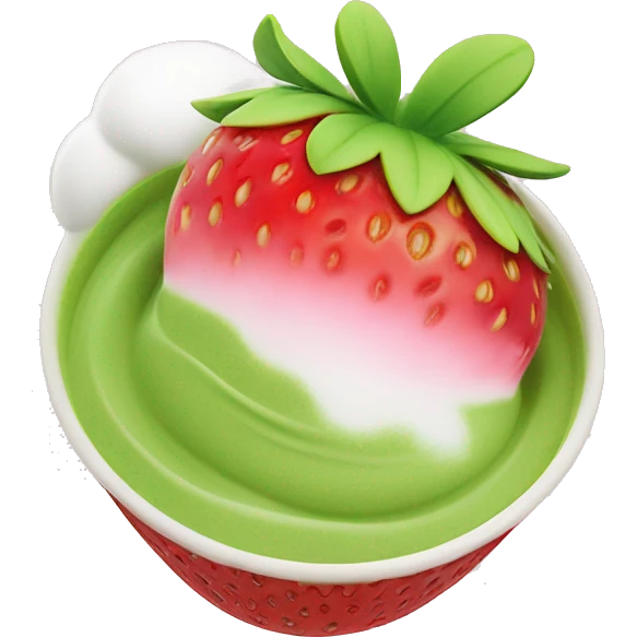 Strawberry Matcha with strawberry cold foam on the top iced ￼ emoji