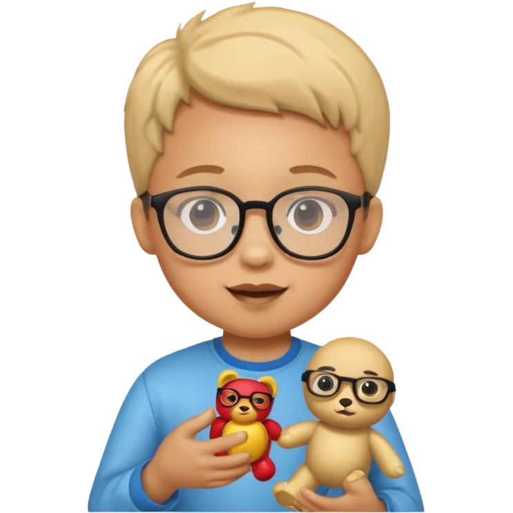 Toy Holding Kid with Glasses emoji