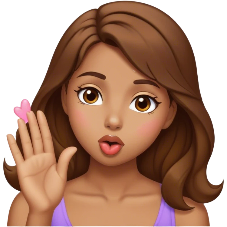 Tan girl brown hair Blowing kisses  emoji