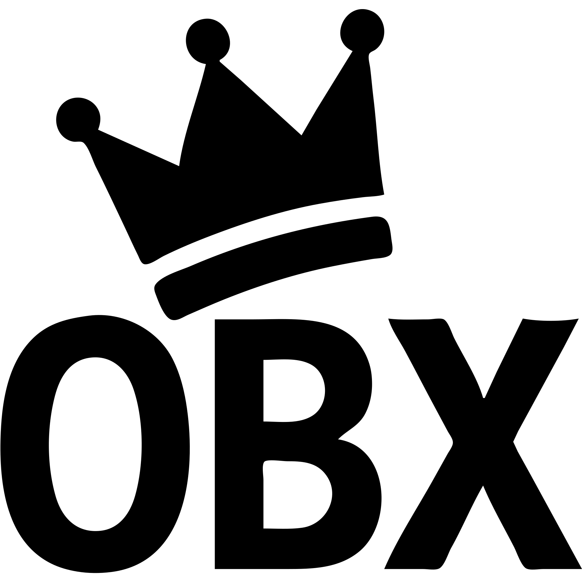 OBX letters with a tilted crown on top emoji