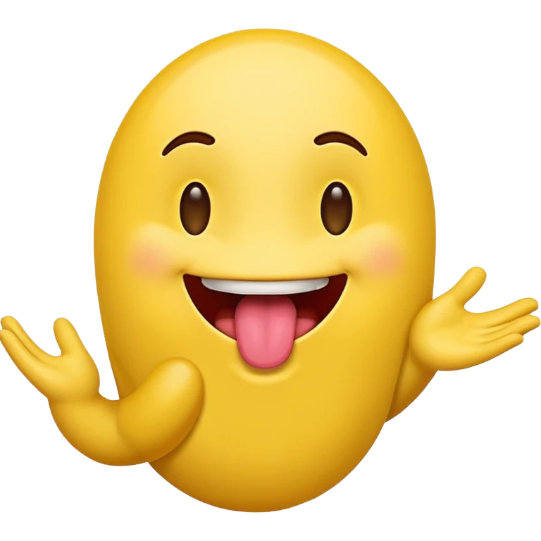 Tongue out with hands to the side as if the emoji was creating an opening  emoji
