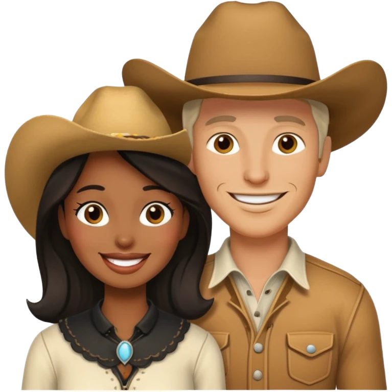 White cow boy and black lady emoji