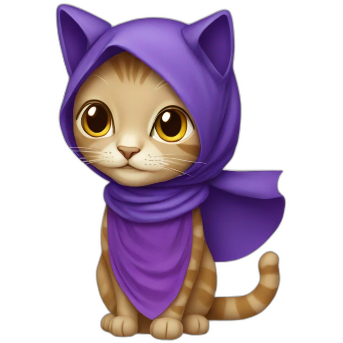 Cat-wearing-hijab-and-purple-dress emoji