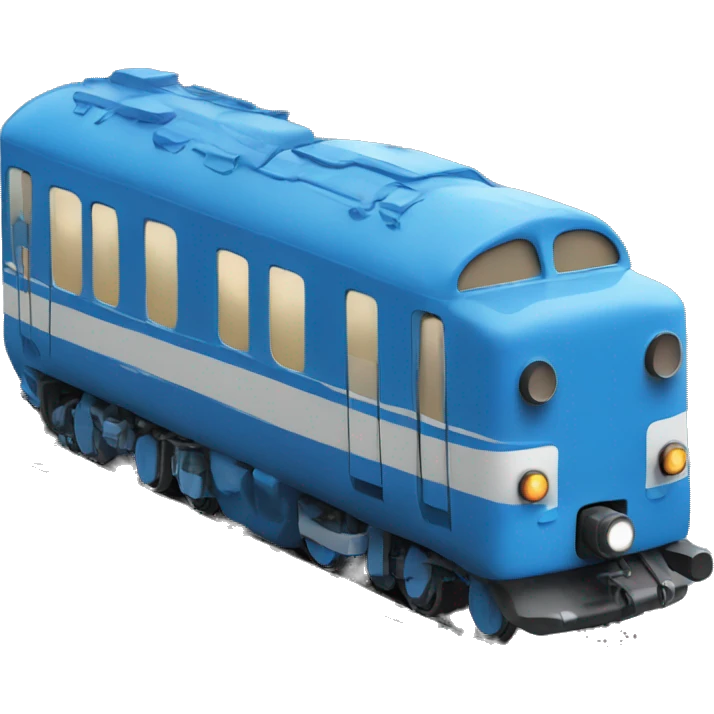 blue train with a happy face emoji