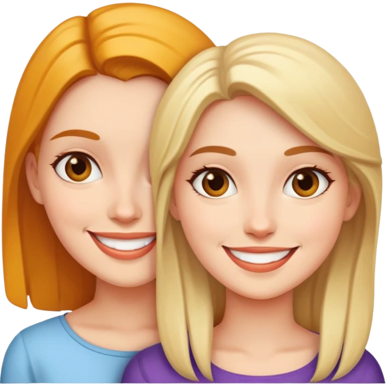 Girl and woman kidsing emoji