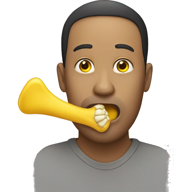person holding a yellow bone in their mouth emoji