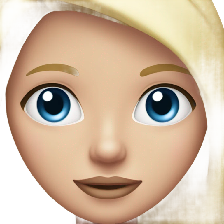  girl with long straight blonde hair, blue eyes, she has long lashes and pink lips , has a pink t-shirt emoji