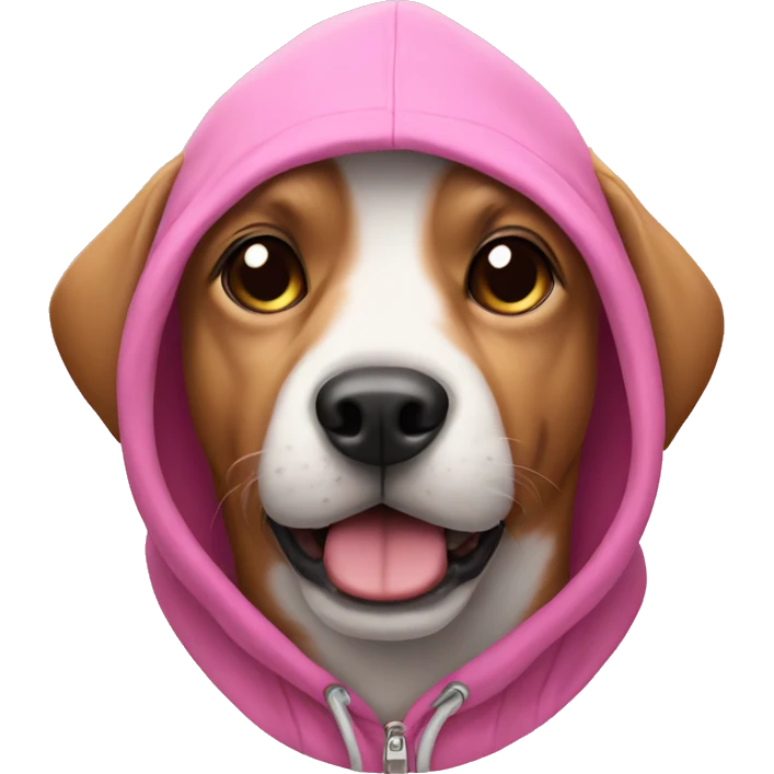 Dog wearing a pink hoodie emoji