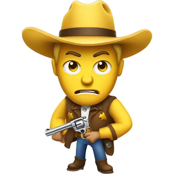 Angry yellow cowboy holding revolver emoji