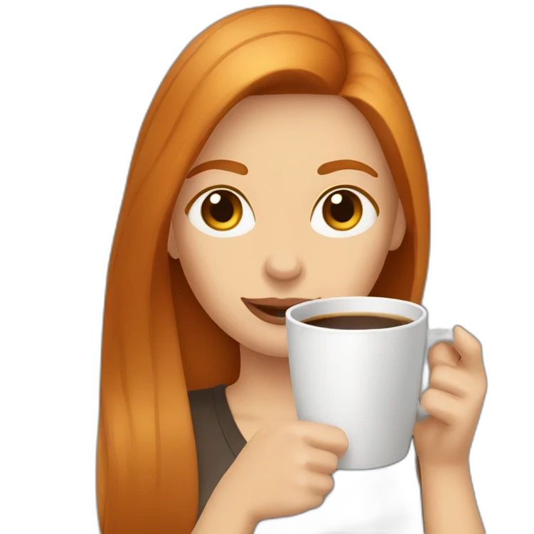 Ginger straight hair woman drinking coffee  emoji