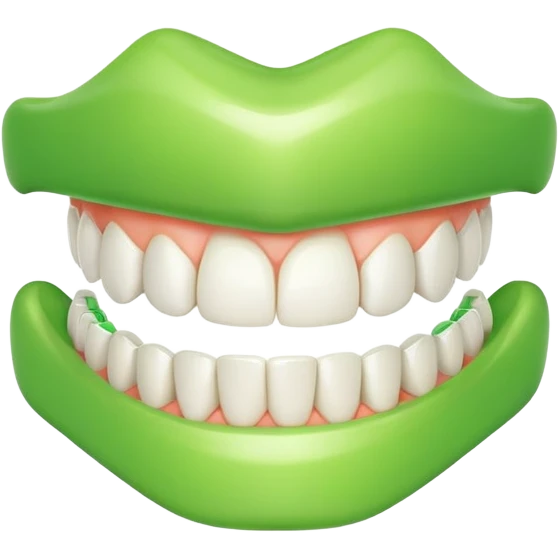 bright green dental braces on teeth emoji