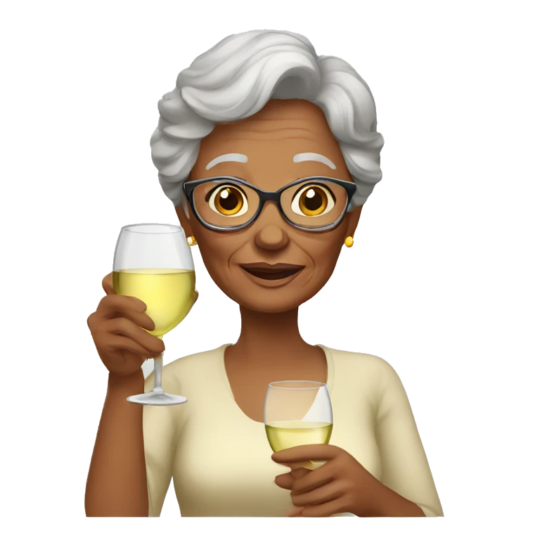 grandmother with a glass of white wine emoji
