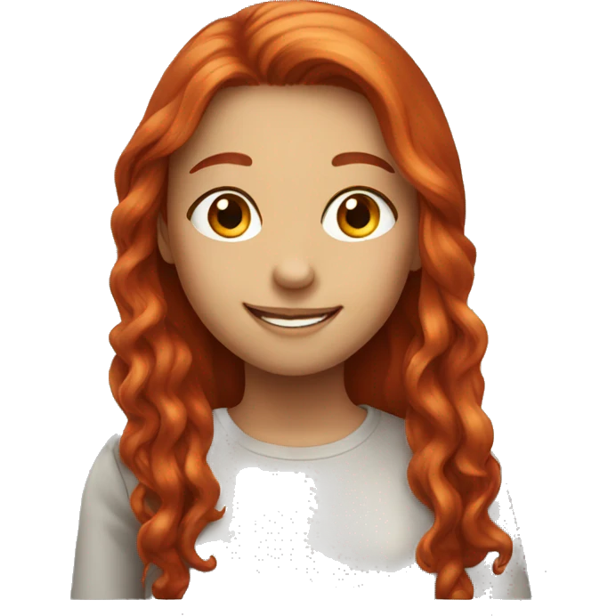 smiling girl with long red hair emoji