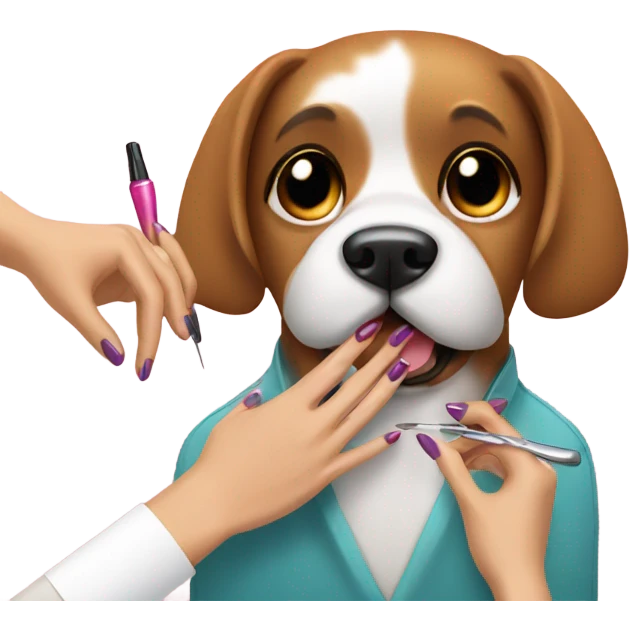 Dog getting a manicure emoji