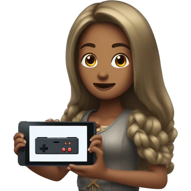 Long hair woman playing nintendo switch emoji