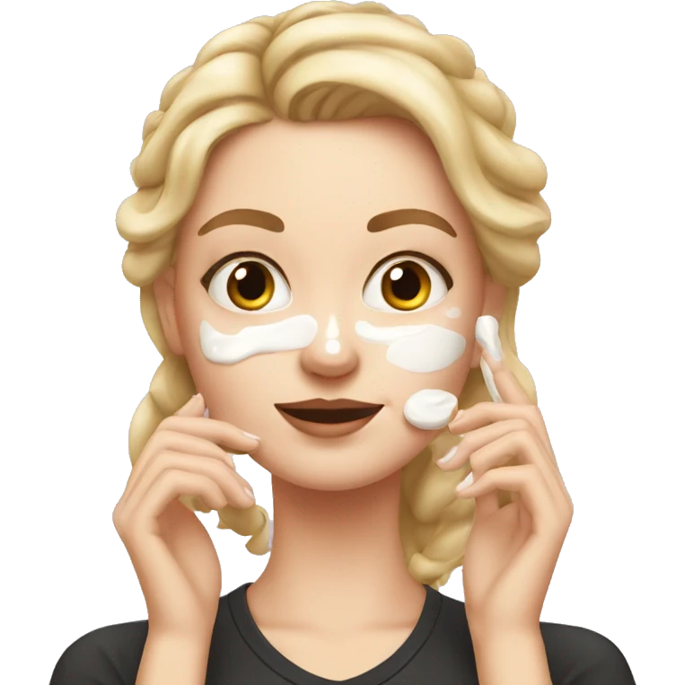 white girl applying cream on face emoji