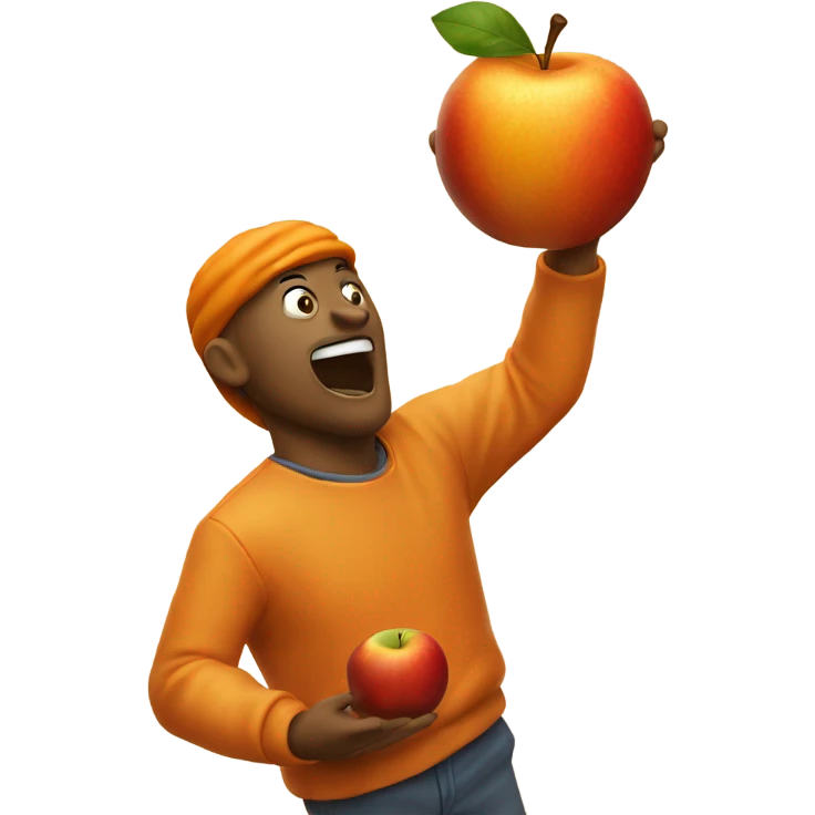 Orange man throwing apple emoji