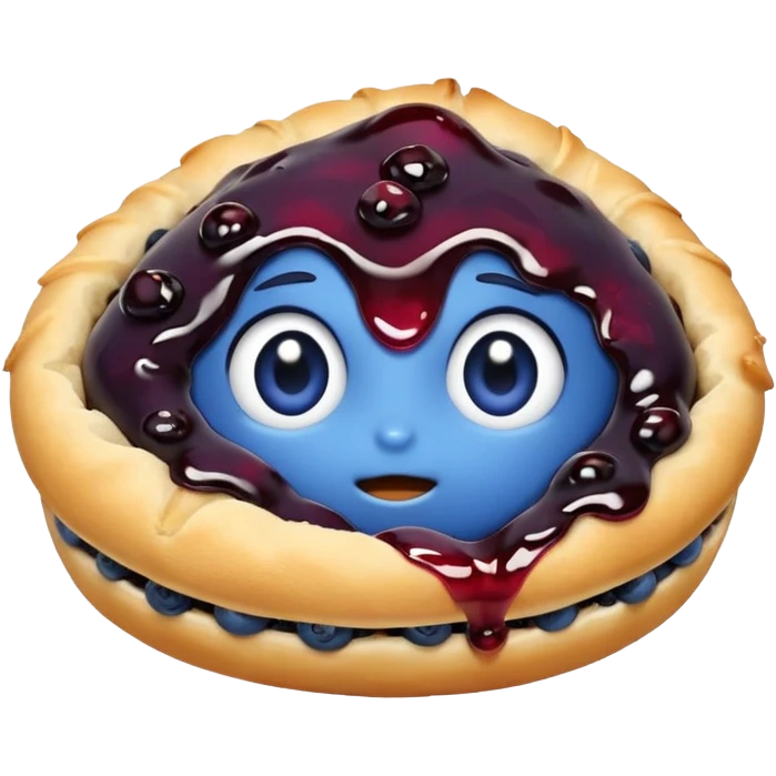 Make an emoji of a blueberry puff (small) that's broken off a bit so you can see the blueberry jam emoji