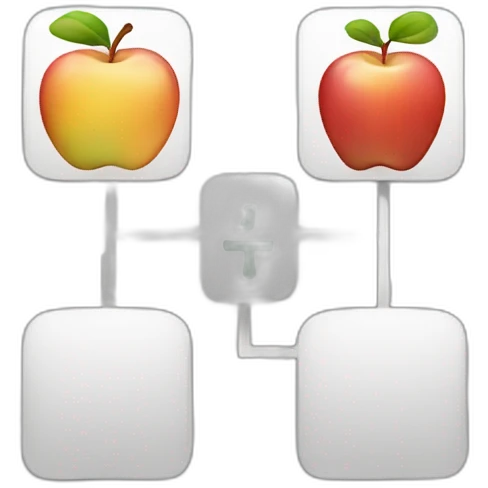 grid with lines connecting matching pairs, such as a small '1' connected to a 'one' or a simple drawing of an apple connected to the word 'apple' emoji