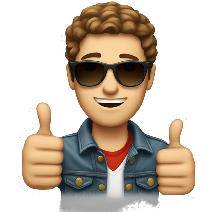 White skinned brown hair Young man with Thumbs up wearing cool sunglasses  emoji