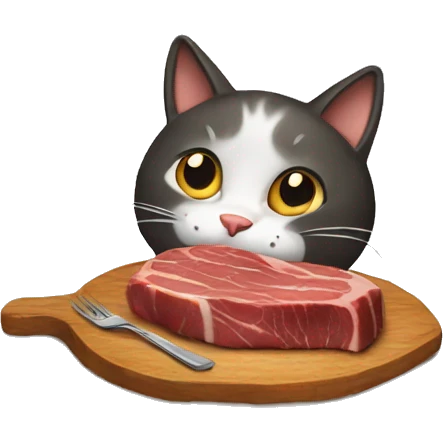 cat eating steak  emoji