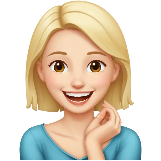 girl hand crossed over her neck while laughing  emoji