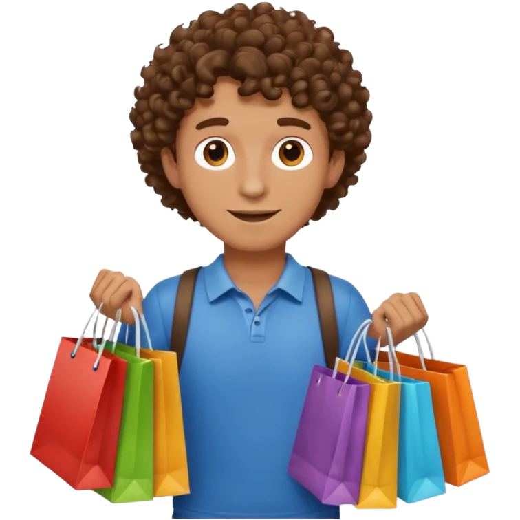 man with curly hair shopping emoji
