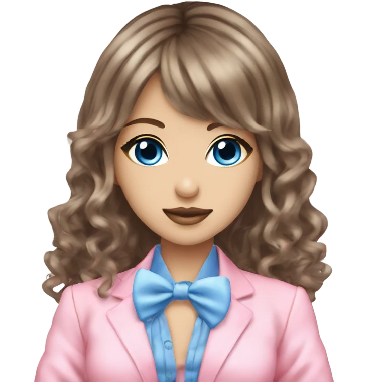 brunette blue eyes fancy pink gyaru outfit emoji