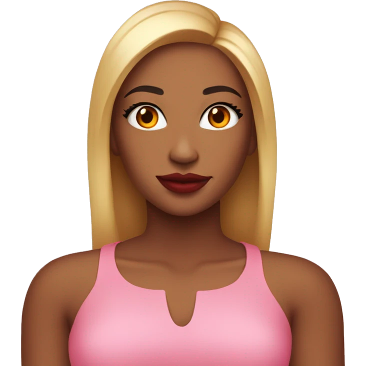 Pink with an orangish red lipgloss  emoji