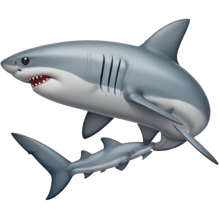 side view of shark body with a cat face emoji