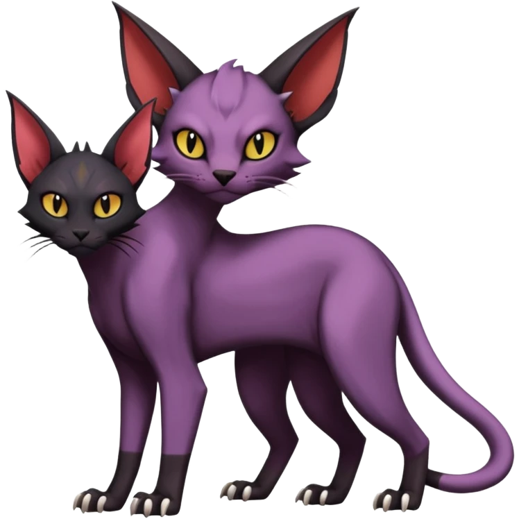 Black edgy Noivern-Noibat-Purloin-Torracat-Sphynx-Lykoi-Caracal-cat-Fakemon full-body emoji