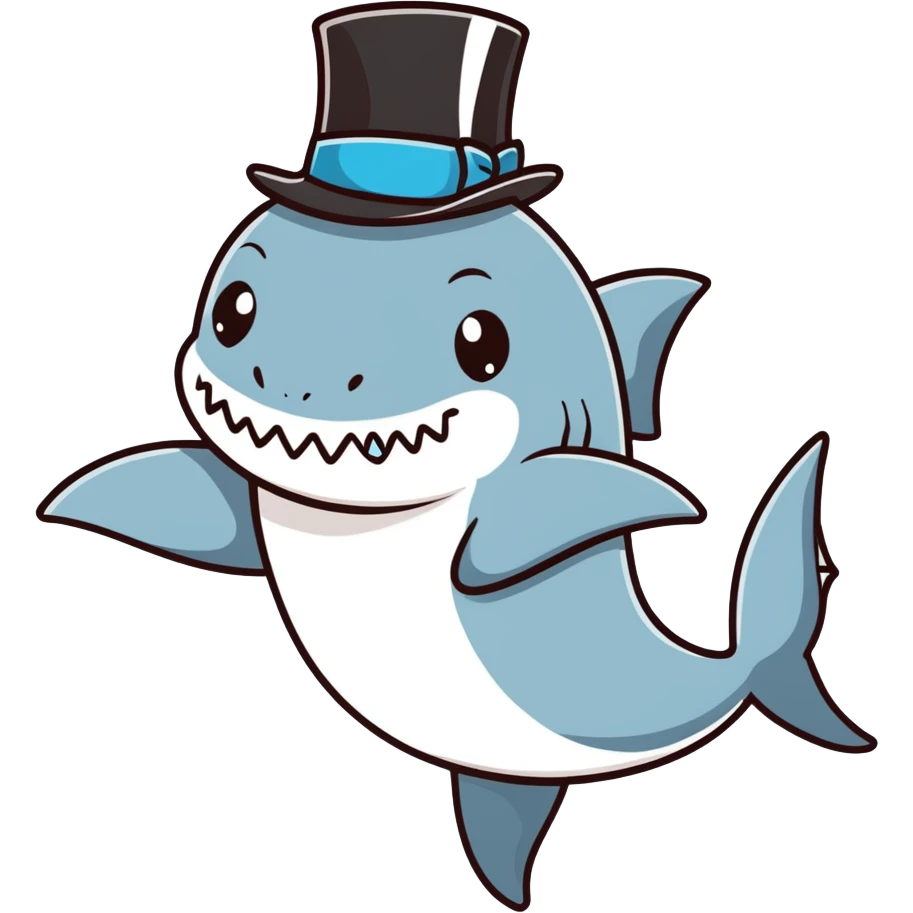 Shark with a top hat emoji
