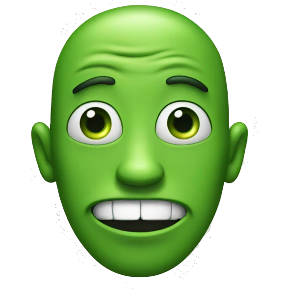 funny green face emoji