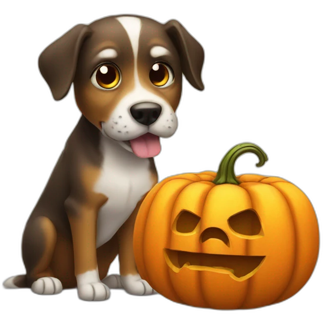 Dog-eating-a-pumpkin-Halloween emoji