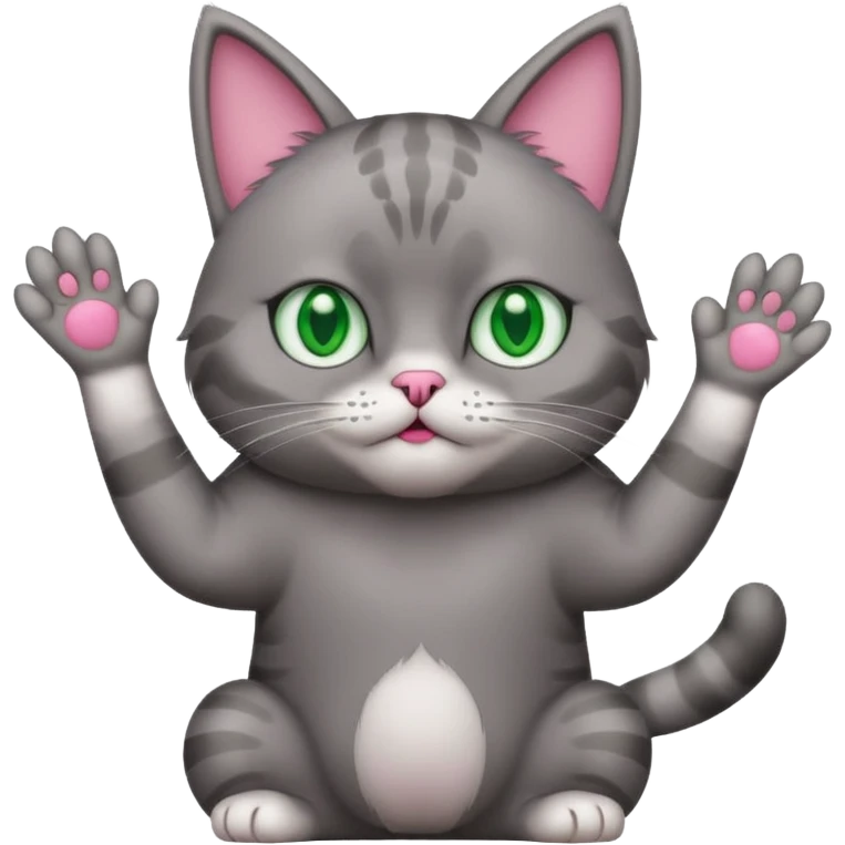 A cat lifting both paws, shrugging, and making a bewildered face emoji