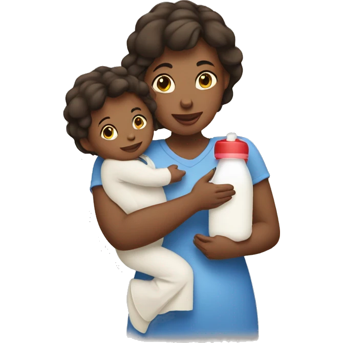 MOM HOLDING BABY WITH BOTTLE MILK emoji
